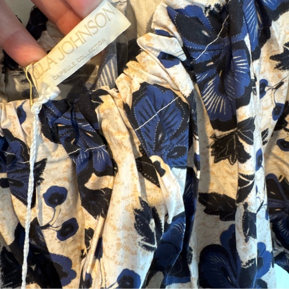 NWT Ulla Johnson Celia Blue Dress Lapis Floral Print Mini Puff Sleeve - Picture 6 of 11